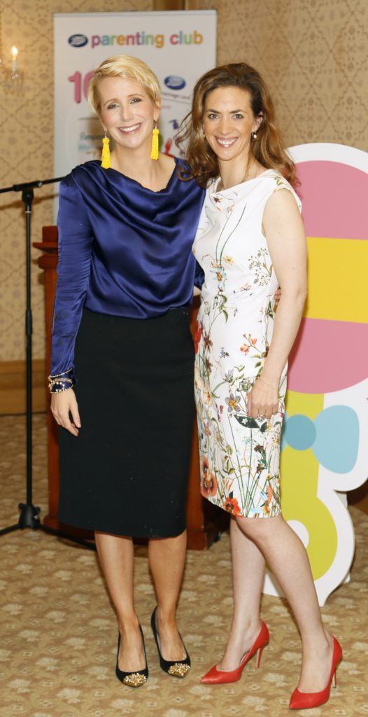 no repro fee if Boots Parenting Club mentioned in caption Aisling O’Loughlin and Niamh O’Reilly at the launch of the Boots Parenting Club at the InterContinental in Ballsbridge-photo Kieran Harnett